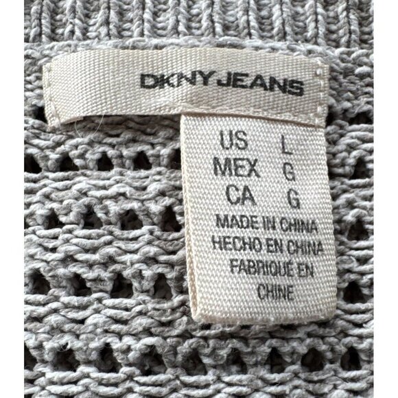 DKNY Jeans Knit V Neck Cozy 59 % cotton Woman’s Sweater Large Tan cozy - Picture 12 of 14
